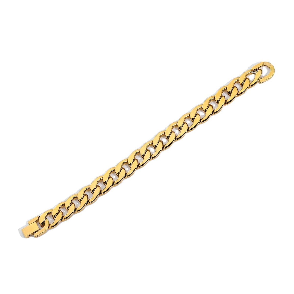 Large Flat Curb Vacuum Electroplated 18K Women's Bracelet