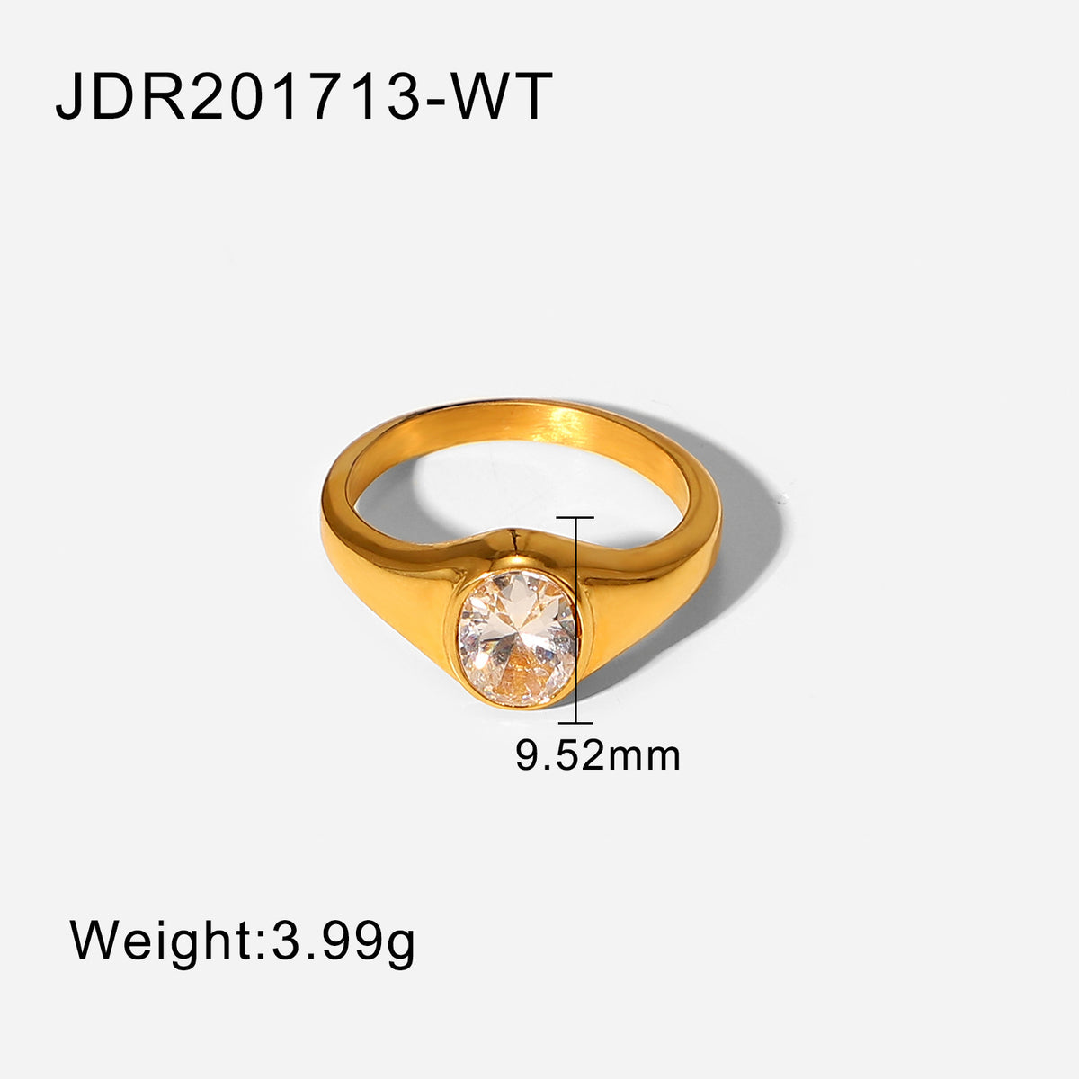 18K Gold Oval Semi-Precious Titanium Ring