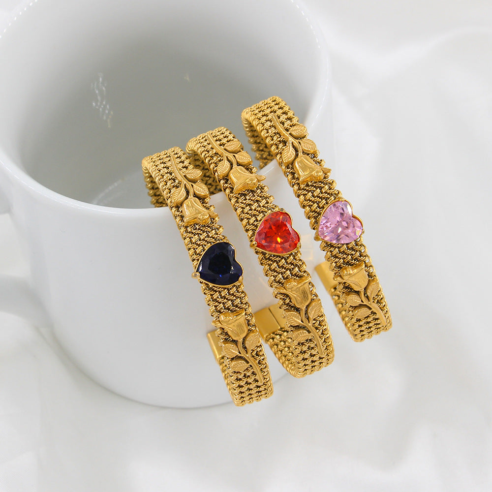 Woven Mesh Stainless Steel 18K Gold Plated Bracelet