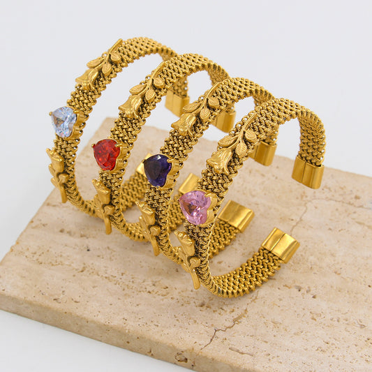 Woven Mesh Stainless Steel 18K Gold Plated Bracelet