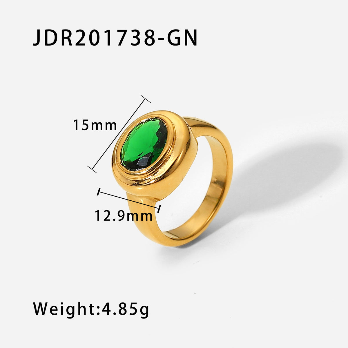 18K Gold Oval Semi-Precious Titanium Ring