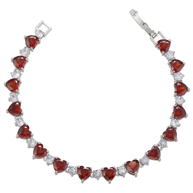 Love Zircon Copper Plated 18K Peach Heart Bracelet