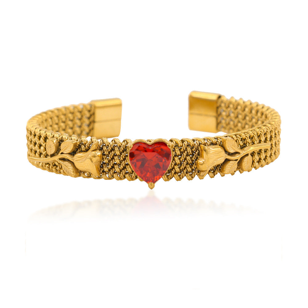 Woven Mesh Stainless Steel 18K Gold Plated Bracelet