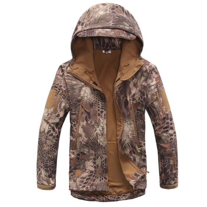 TAD shark skin soft shell jacket camouflage hooded fleece waterproof