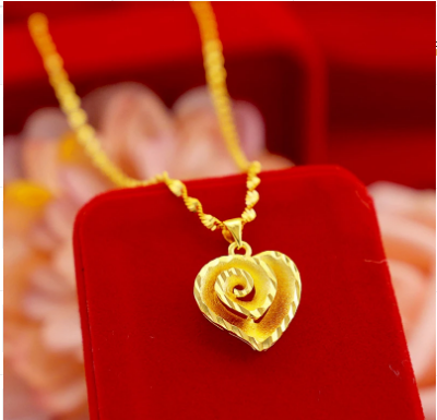 Copper plated 18k true gold love pendant