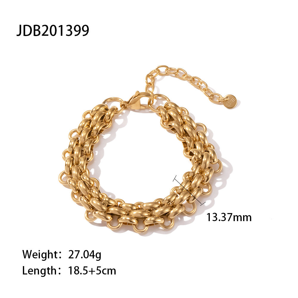 Titanium Steel 18K Gold Geometric Chain Women's Bracelet
