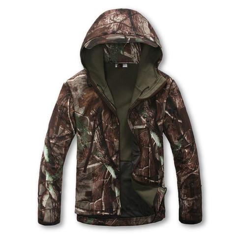 TAD shark skin soft shell jacket camouflage hooded fleece waterproof
