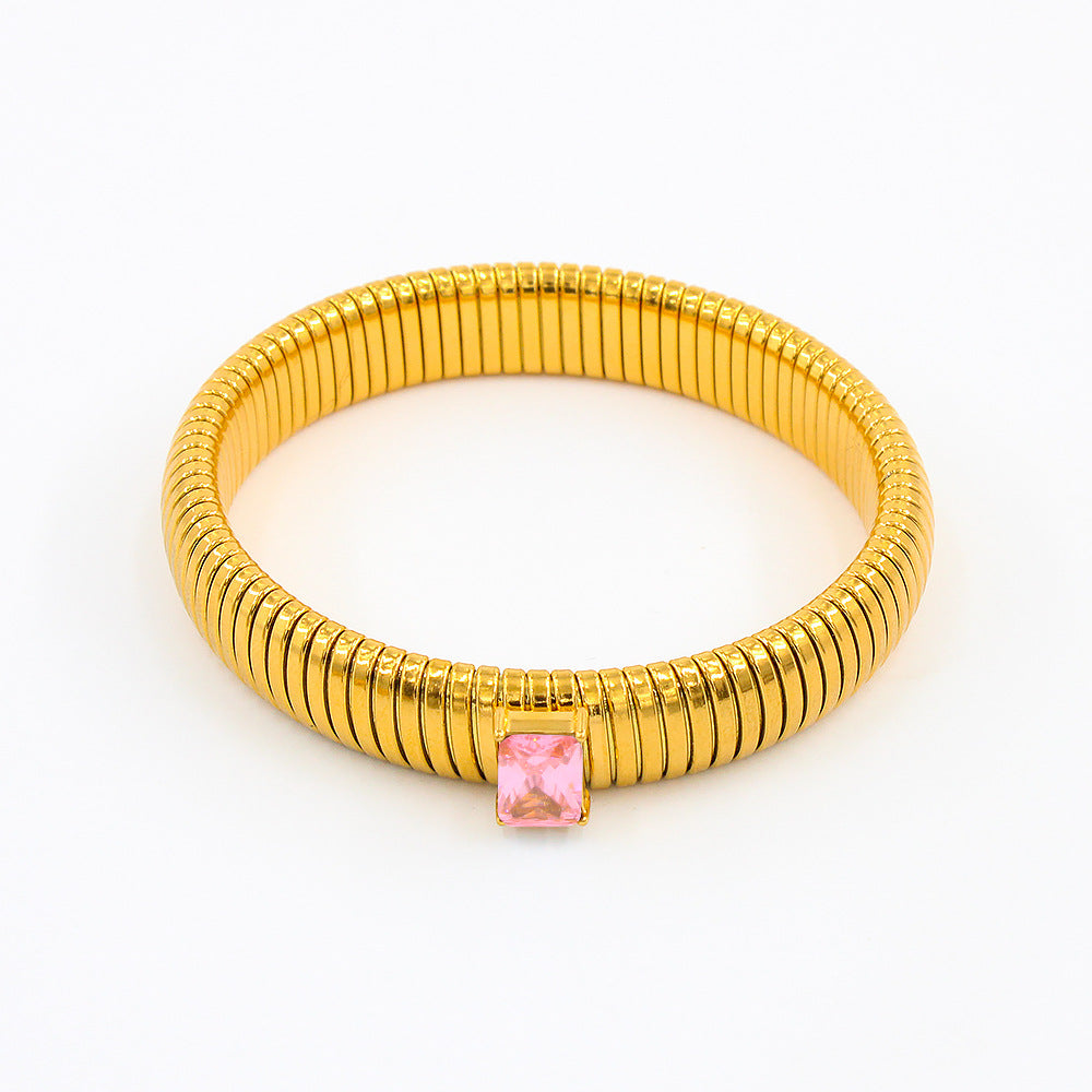 Titanium Steel Square Zircon INS18K Gold Bracelet