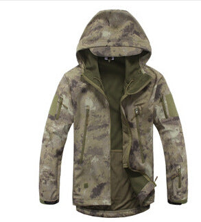 TAD shark skin soft shell jacket camouflage hooded fleece waterproof