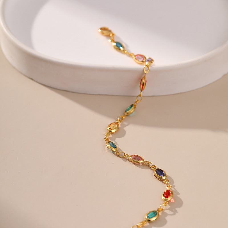 Colorful Acrylic 18K Gold Plated Chain Bracelet