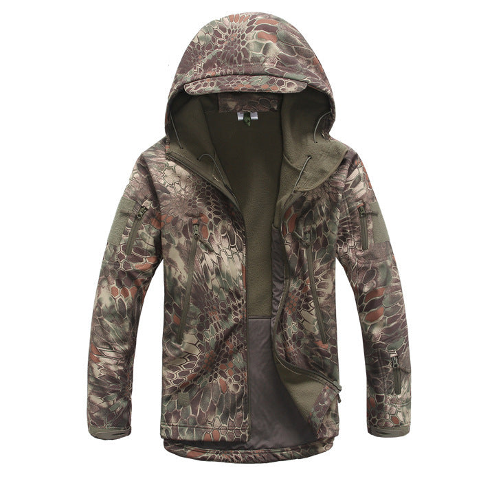 TAD shark skin soft shell jacket camouflage hooded fleece waterproof