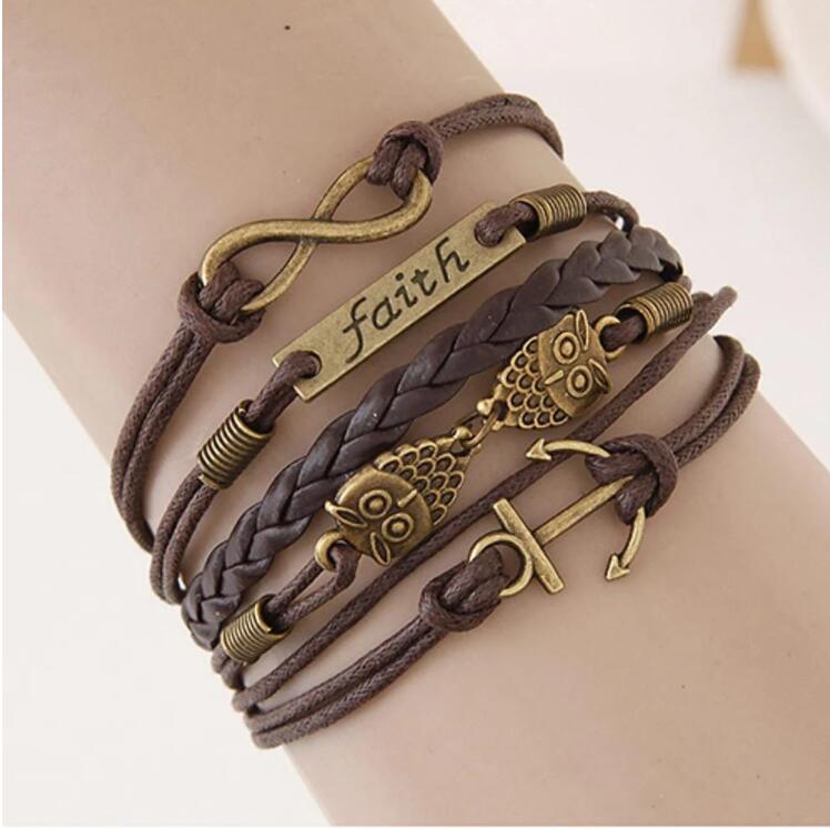 Vintage owl anchor bracelet