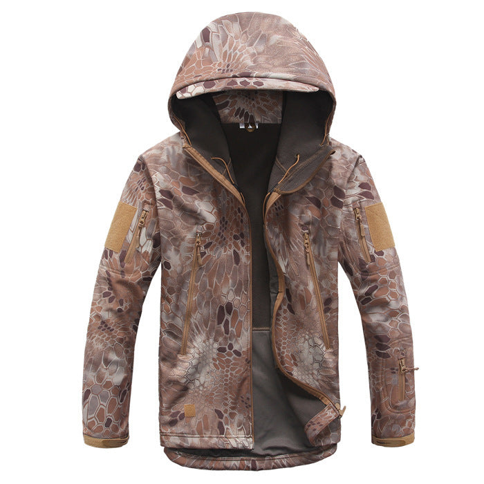TAD shark skin soft shell jacket camouflage hooded fleece waterproof