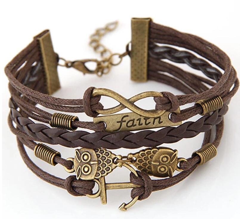 Vintage owl anchor bracelet