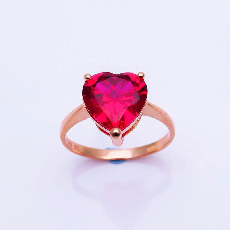 18K Color Gold Love Set Red Stone Ring