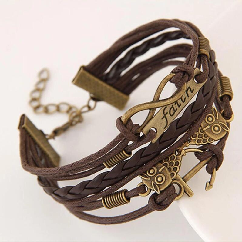 Vintage owl anchor bracelet