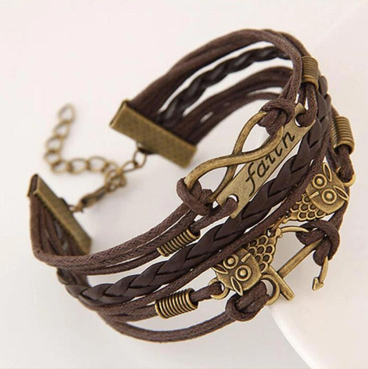 Vintage owl anchor bracelet