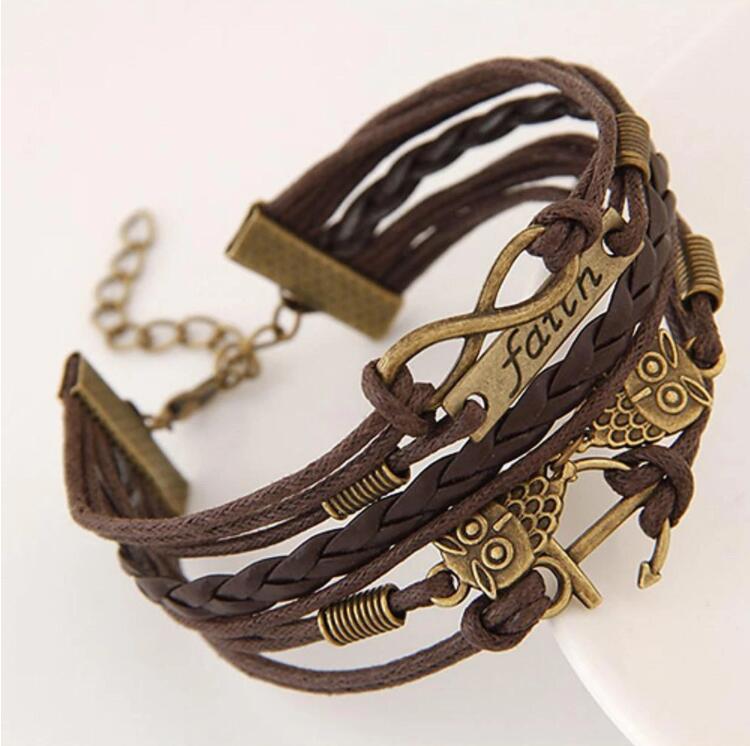 Vintage owl anchor bracelet