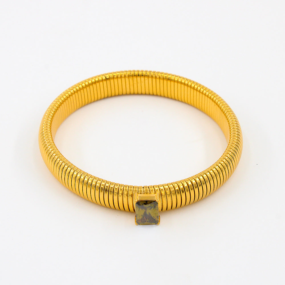 Titanium Steel Square Zircon INS18K Gold Bracelet