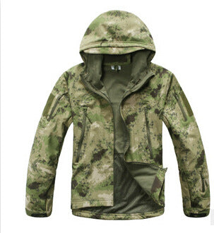 TAD shark skin soft shell jacket camouflage hooded fleece waterproof