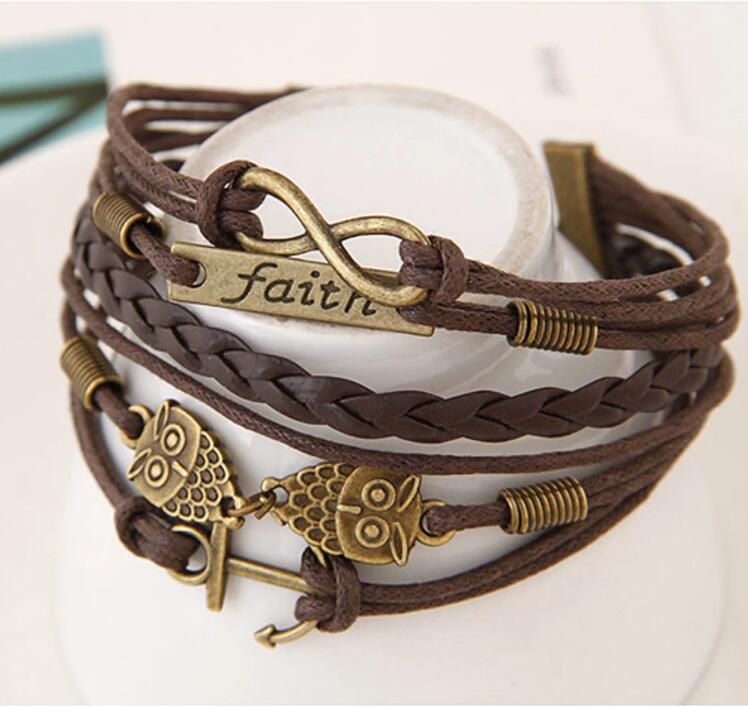 Vintage owl anchor bracelet