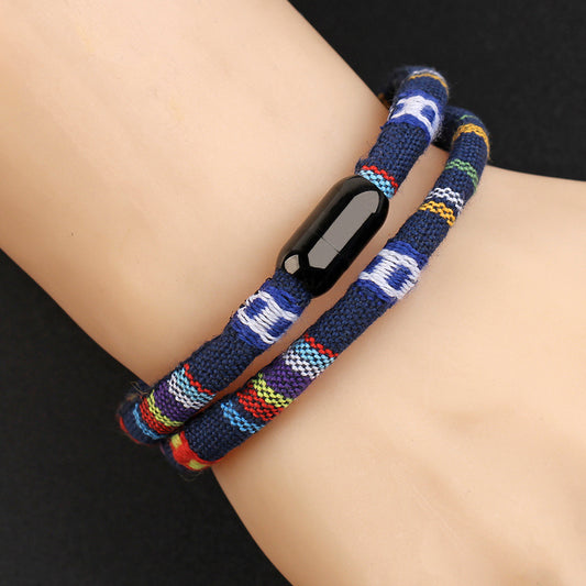 Men's Simplicity European And American Cloth Popular Carrying Strap Stainless Steel Bracelet