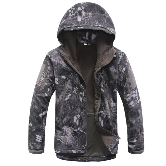 TAD shark skin soft shell jacket camouflage hooded fleece waterproof