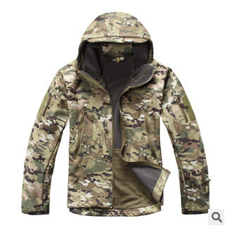 TAD shark skin soft shell jacket camouflage hooded fleece waterproof