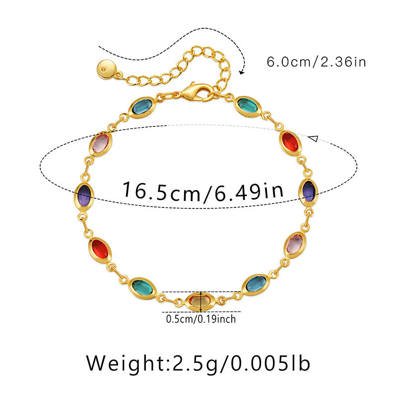 Colorful Acrylic 18K Gold Plated Chain Bracelet