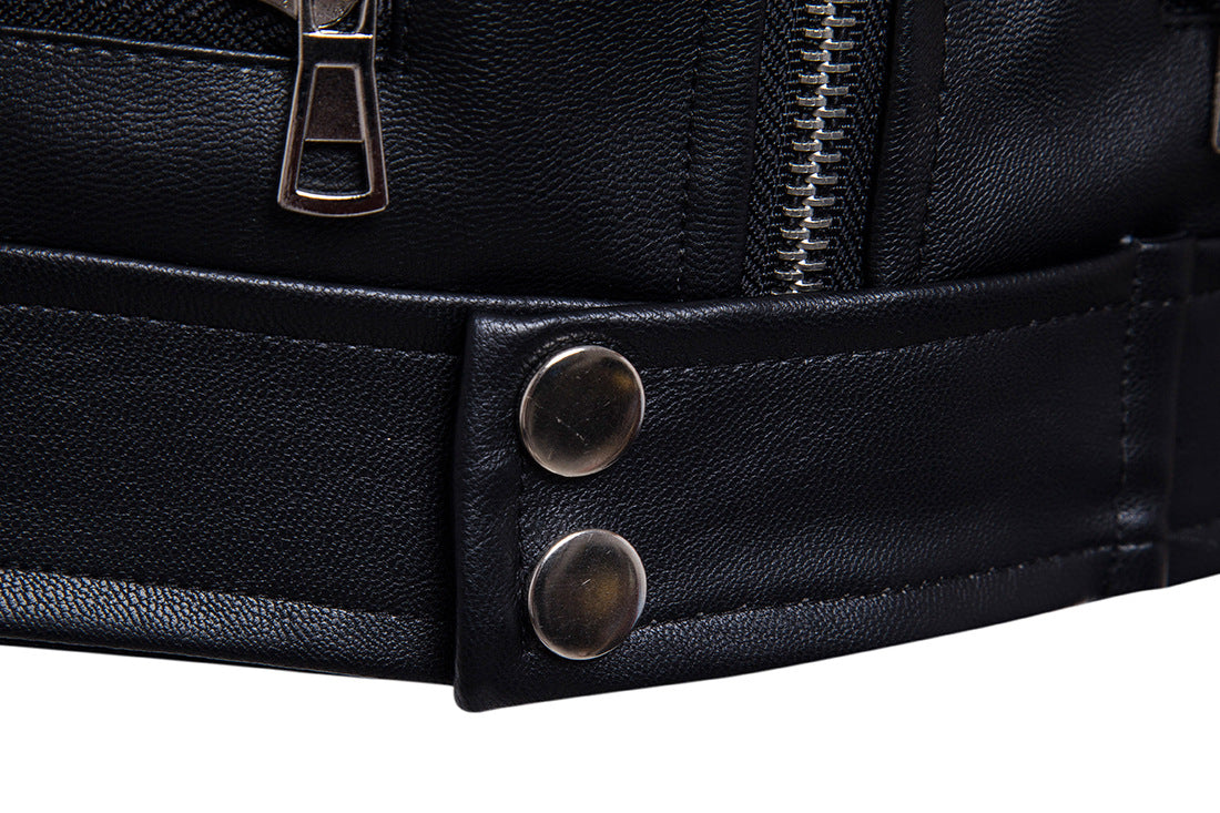 Motorcycle multi-zip leather jacket