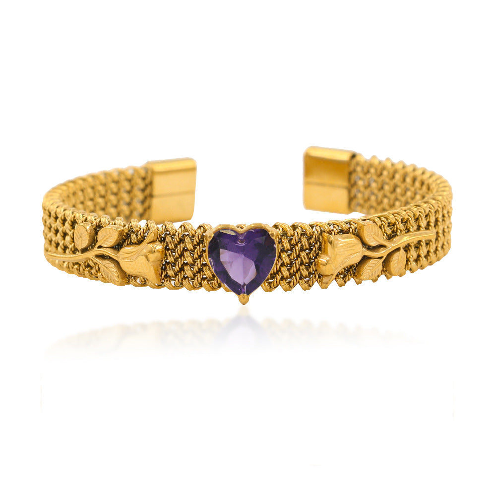 Woven Mesh Stainless Steel 18K Gold Plated Bracelet