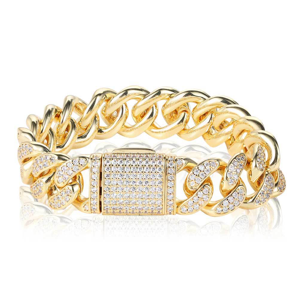 Jewelry Flip Double Row Full Zircon Bracelet Copper Plated 18K Gold Chain