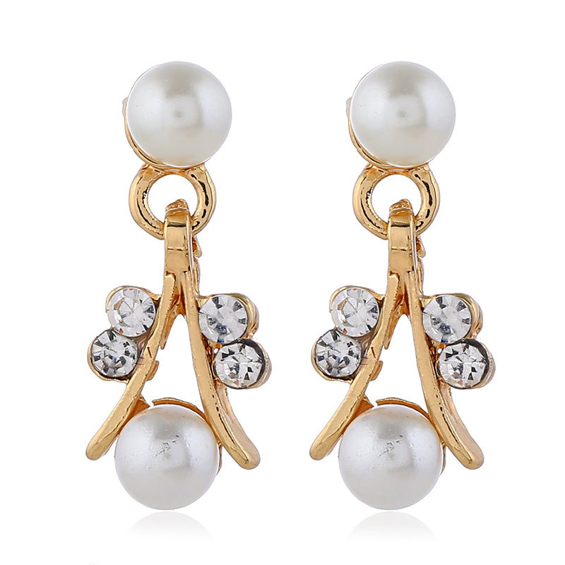 Jewelry set imitation pearl gold-plated silver necklace