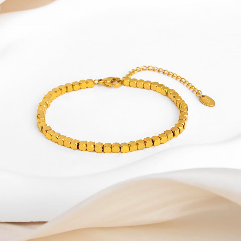 Titanium Steel 18k Gold Small Square Bracelet