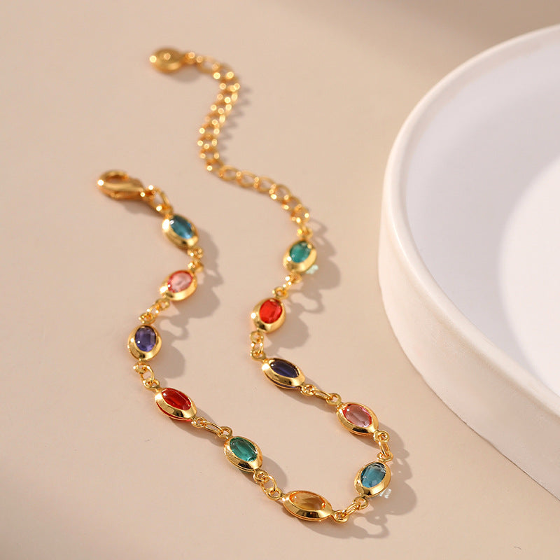 Colorful Acrylic 18K Gold Plated Chain Bracelet