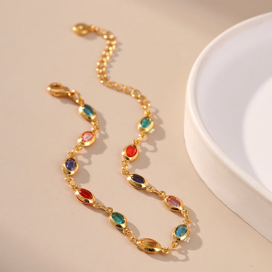 Colorful Acrylic 18K Gold Plated Chain Bracelet