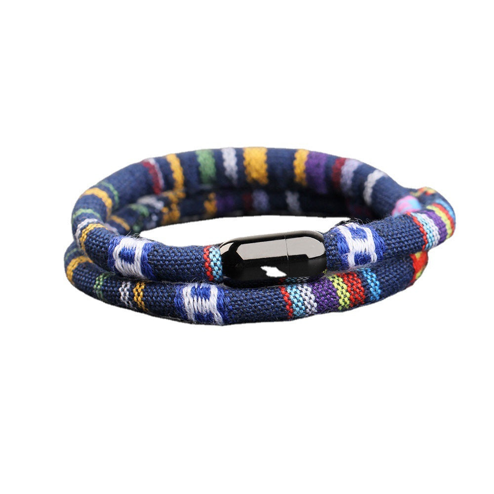 Men's Simplicity European And American Cloth Popular Carrying Strap Stainless Steel Bracelet