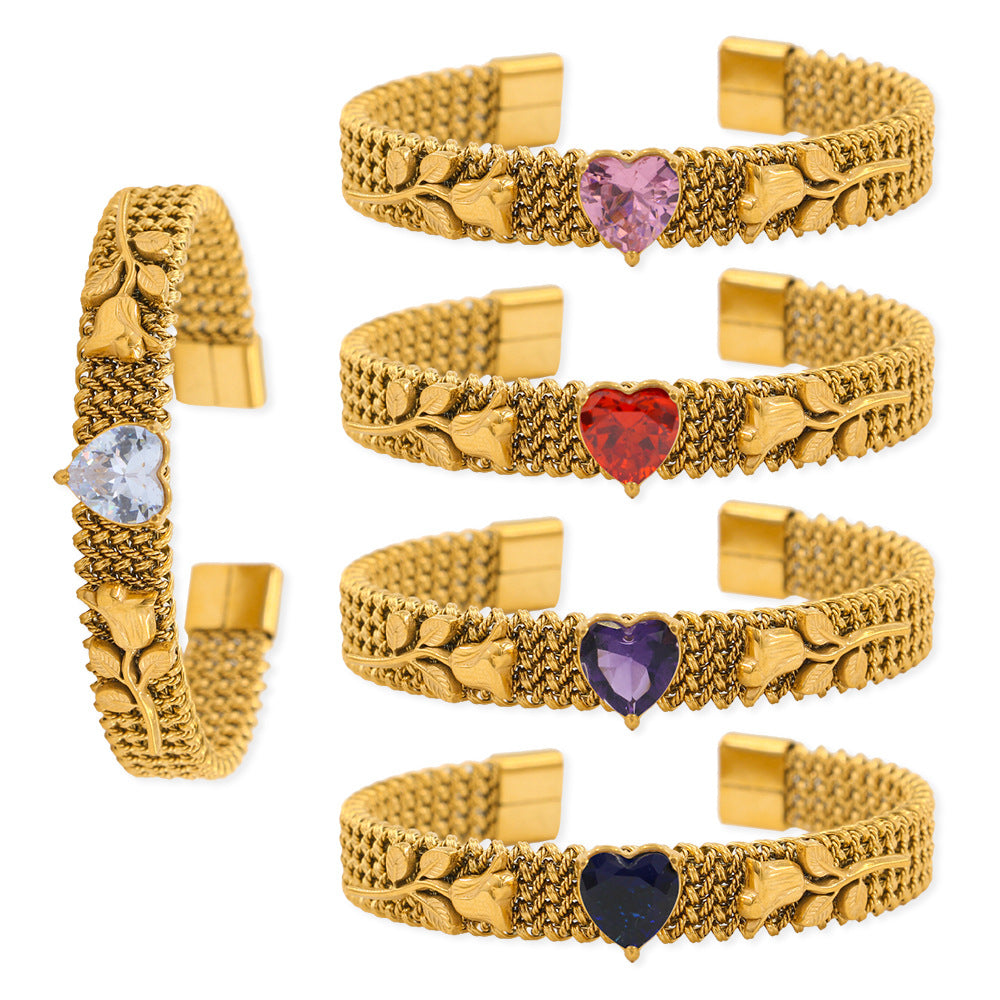 Woven Mesh Stainless Steel 18K Gold Plated Bracelet