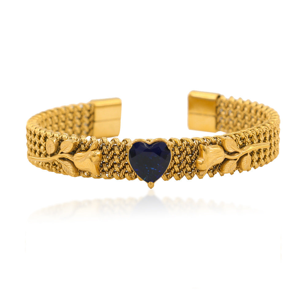 Woven Mesh Stainless Steel 18K Gold Plated Bracelet