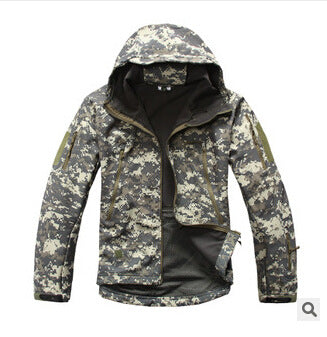 TAD shark skin soft shell jacket camouflage hooded fleece waterproof