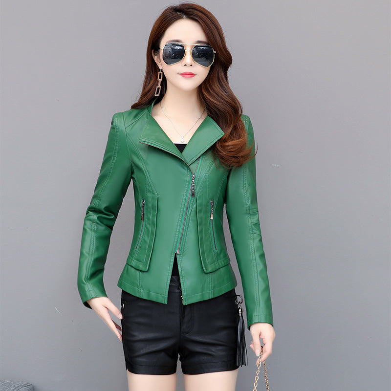 Women's Fashion Versatile Motorcycle Leather Jacket