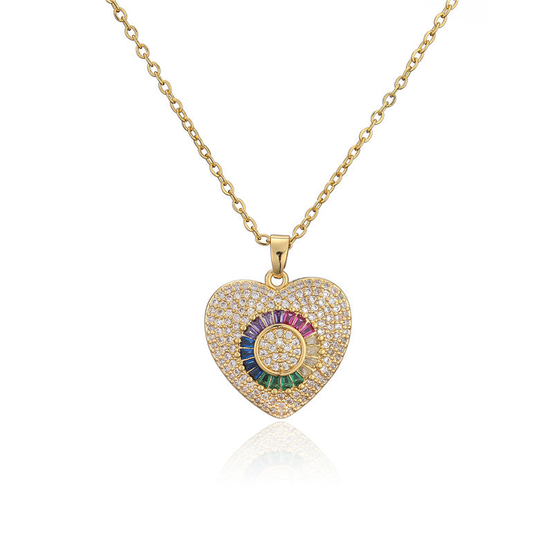 Jewelry 18K Real Gold Electroplating Full Diamond Love Pendant Necklace Women