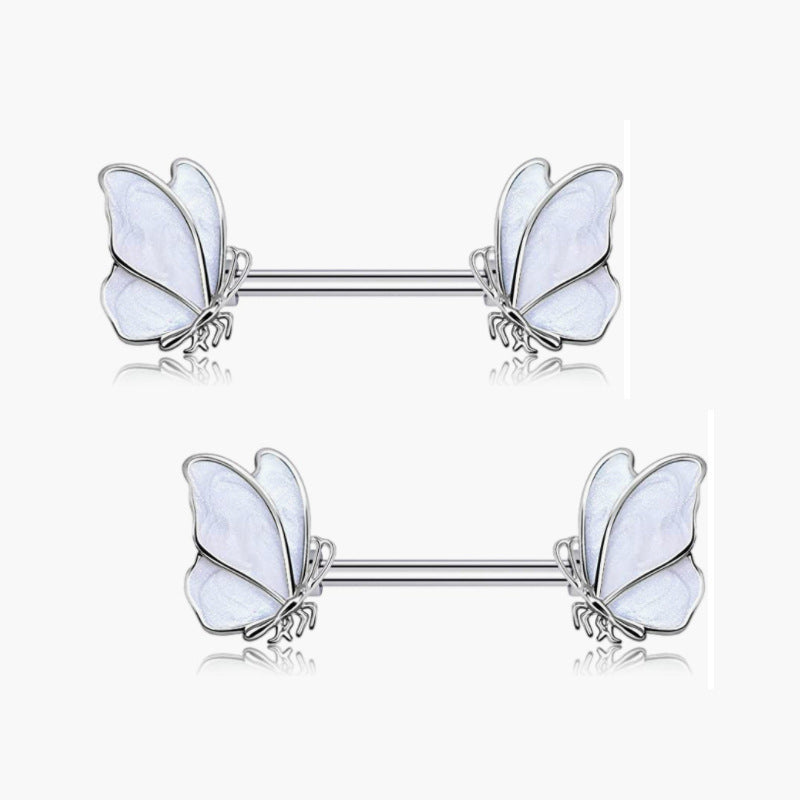 Stainless Steel Rod Butterfly Spider Breast Ring