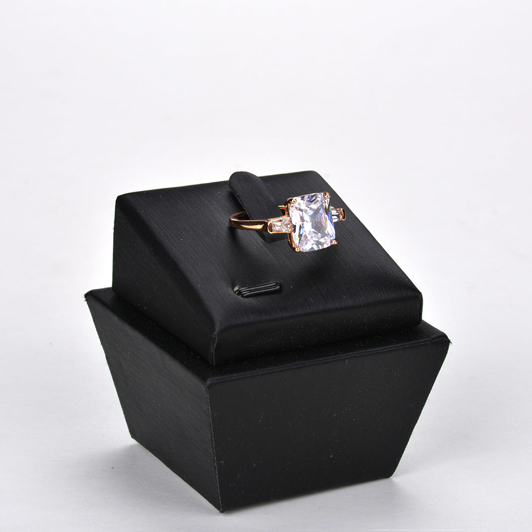 Korean Jewelry AAA Zircon Ring Square 18K Gold Crystal Ring