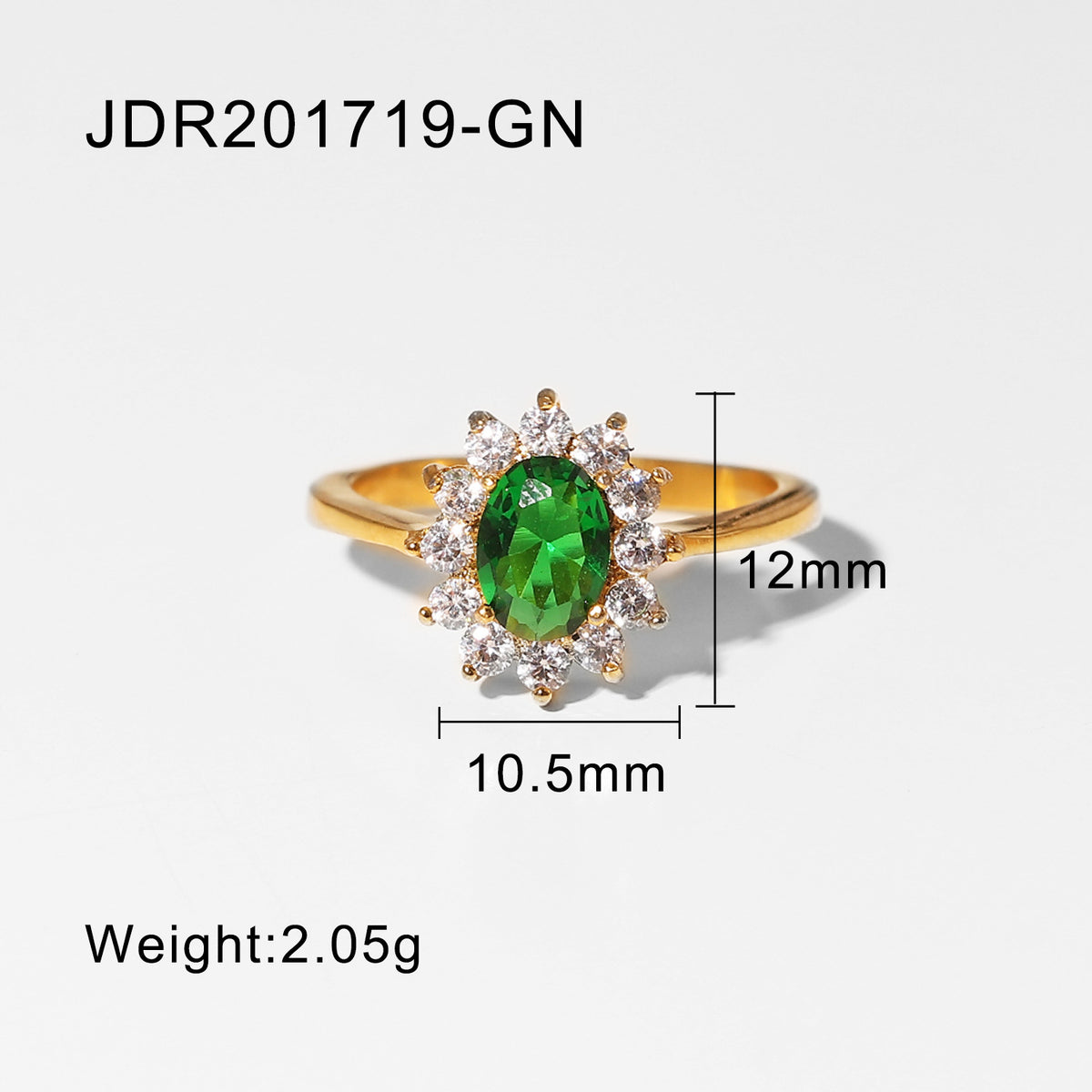 18K Gold Oval Semi-Precious Titanium Ring