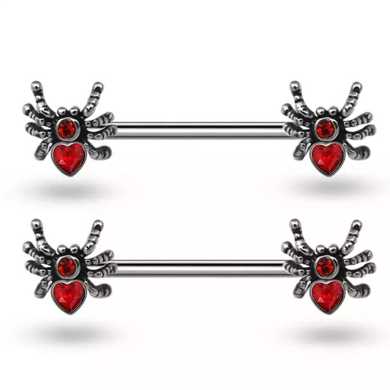 Stainless Steel Rod Butterfly Spider Breast Ring
