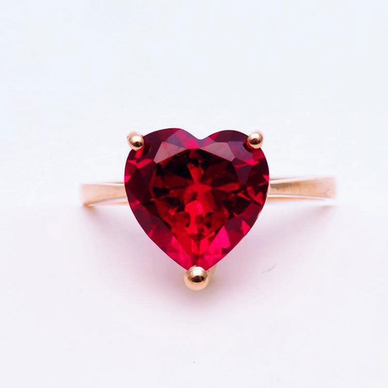 18K Color Gold Love Set Red Stone Ring