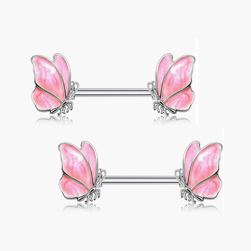 Stainless Steel Rod Butterfly Spider Breast Ring