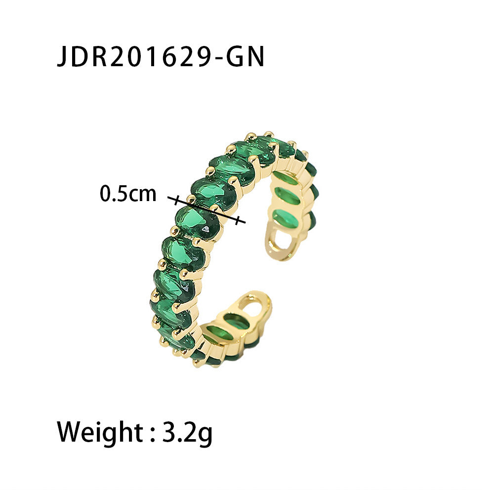 18K Gold Oval Semi-Precious Titanium Ring