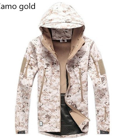 TAD shark skin soft shell jacket camouflage hooded fleece waterproof